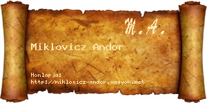 Miklovicz Andor névjegykártya